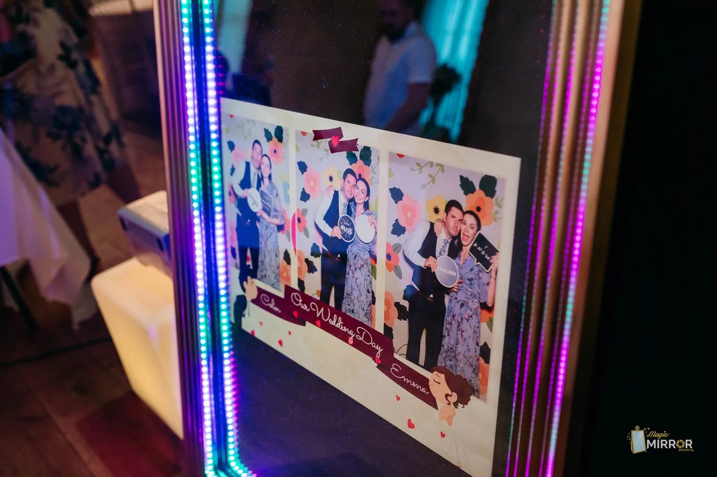 Guests enjoying the Magic Mirror Brooklyn photo booth at a New York City event