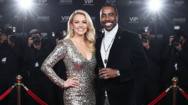 VIP red-carpet style AI portrait of two guests from the AI photo booth