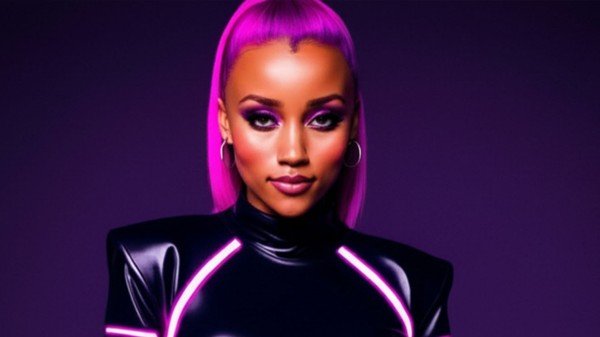 Neon cyberpunk style AI portrait from the AI photo booth