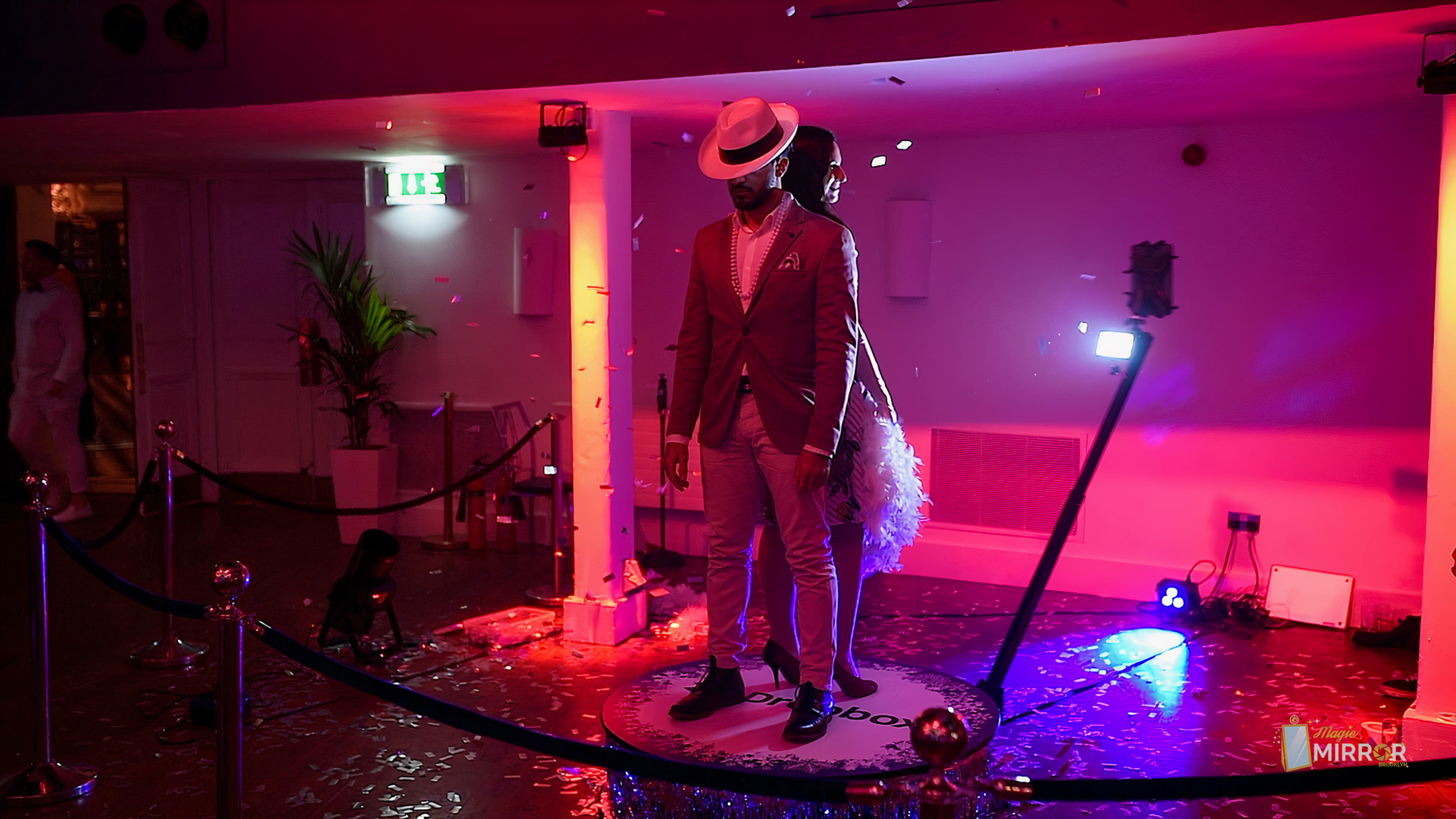 Dropbox-branded 360 photo booth platform at a corporate event