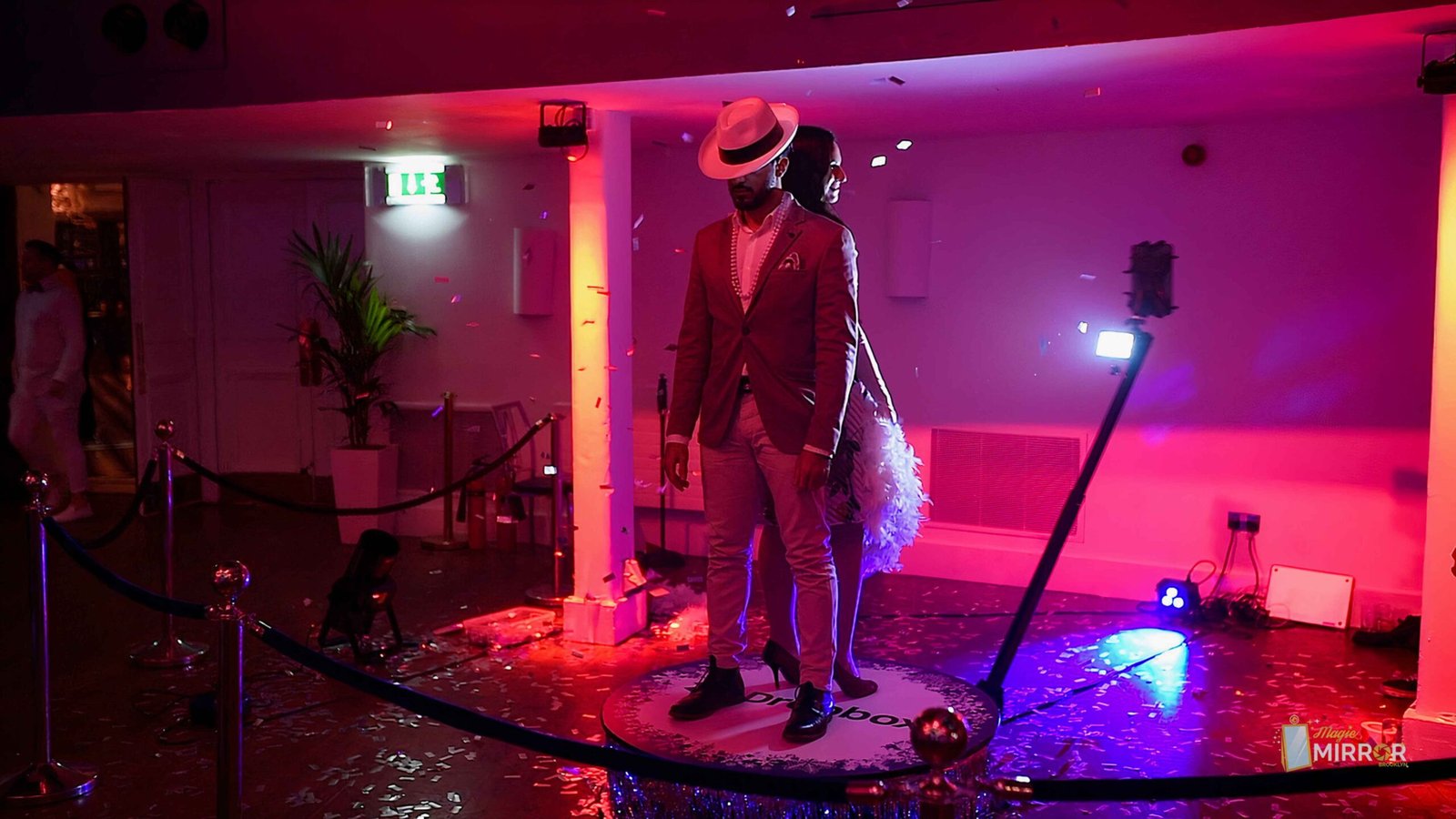 Guest on the slow-motion platform at a branded party activation
