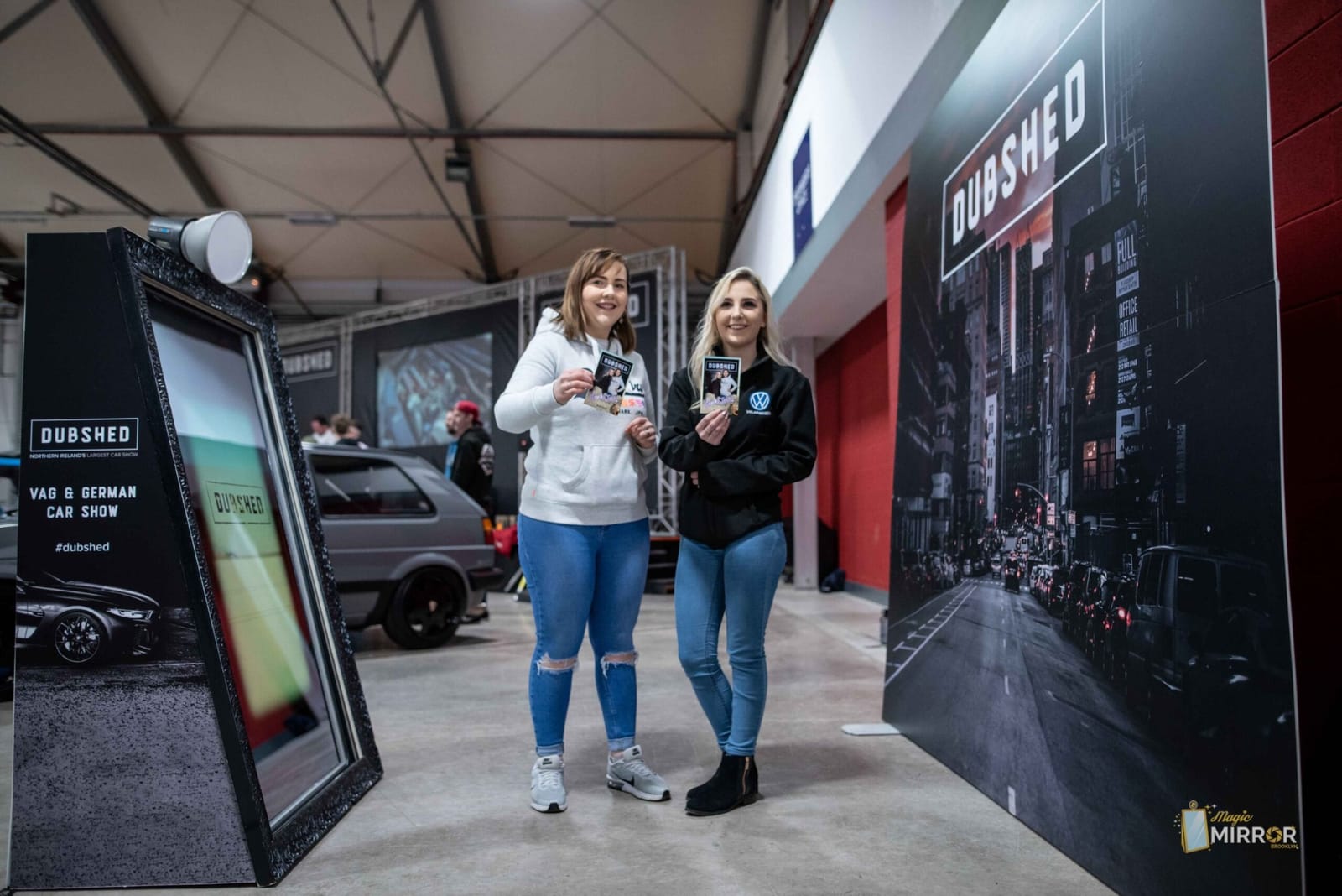 Custom-wrapped mirror booth at the Dubshed car show brand activation