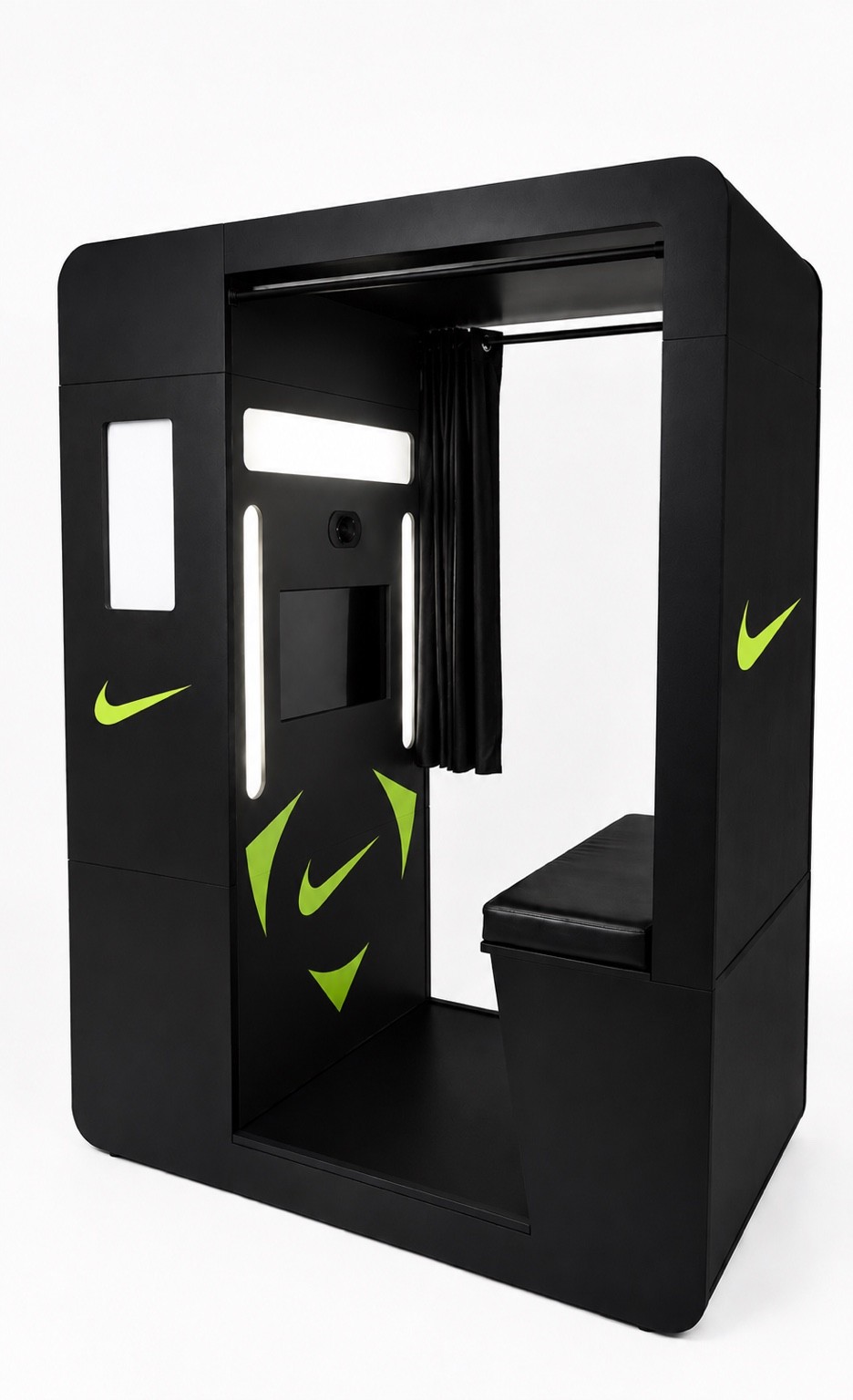 Enclosed photo booth with custom Nike wrap