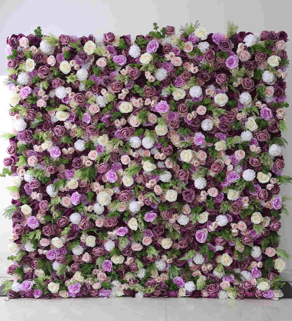 Purple, lilac and white flower wall rental