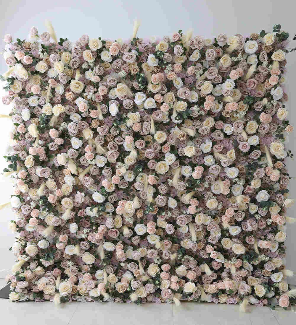 Champagne and cream flower wall rental
