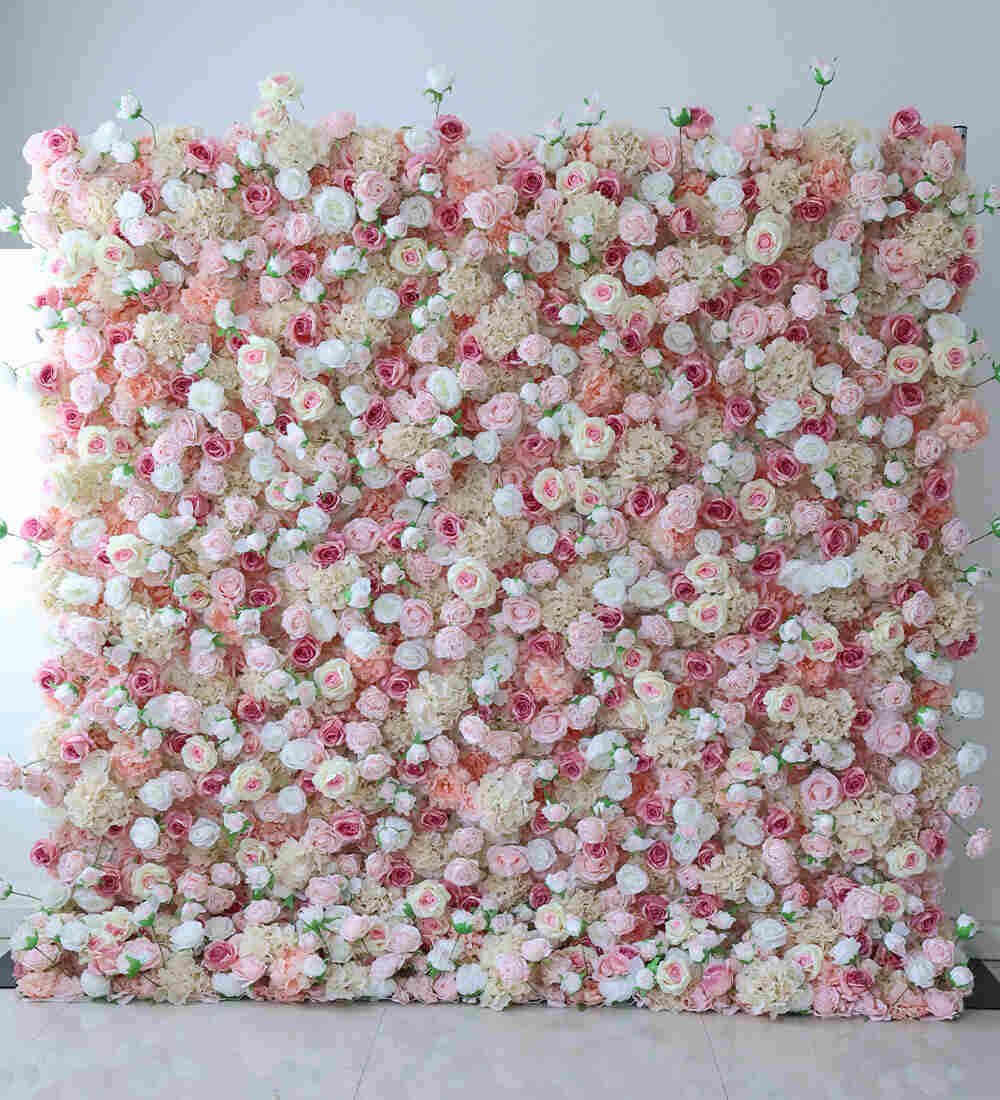 Pink, white and red flower wall rental