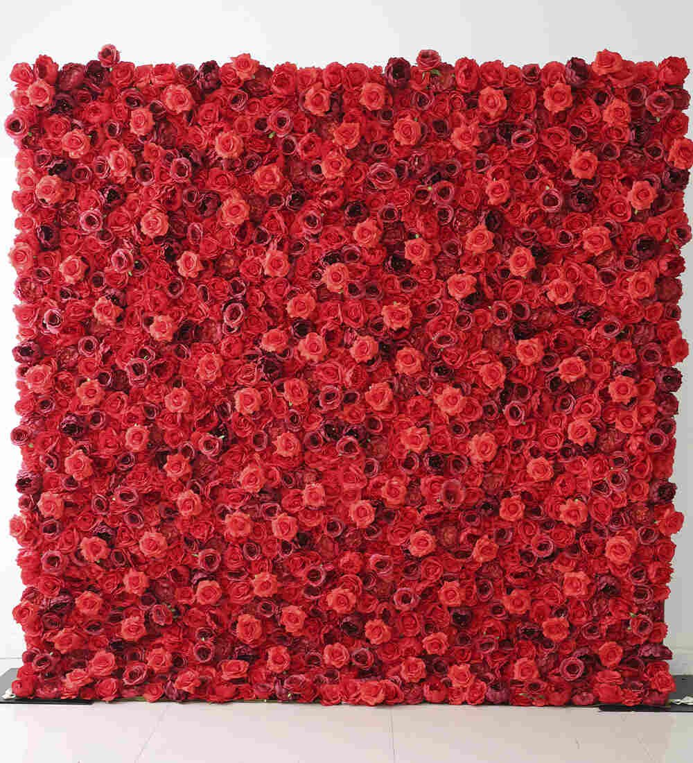 Bright red flower wall rental