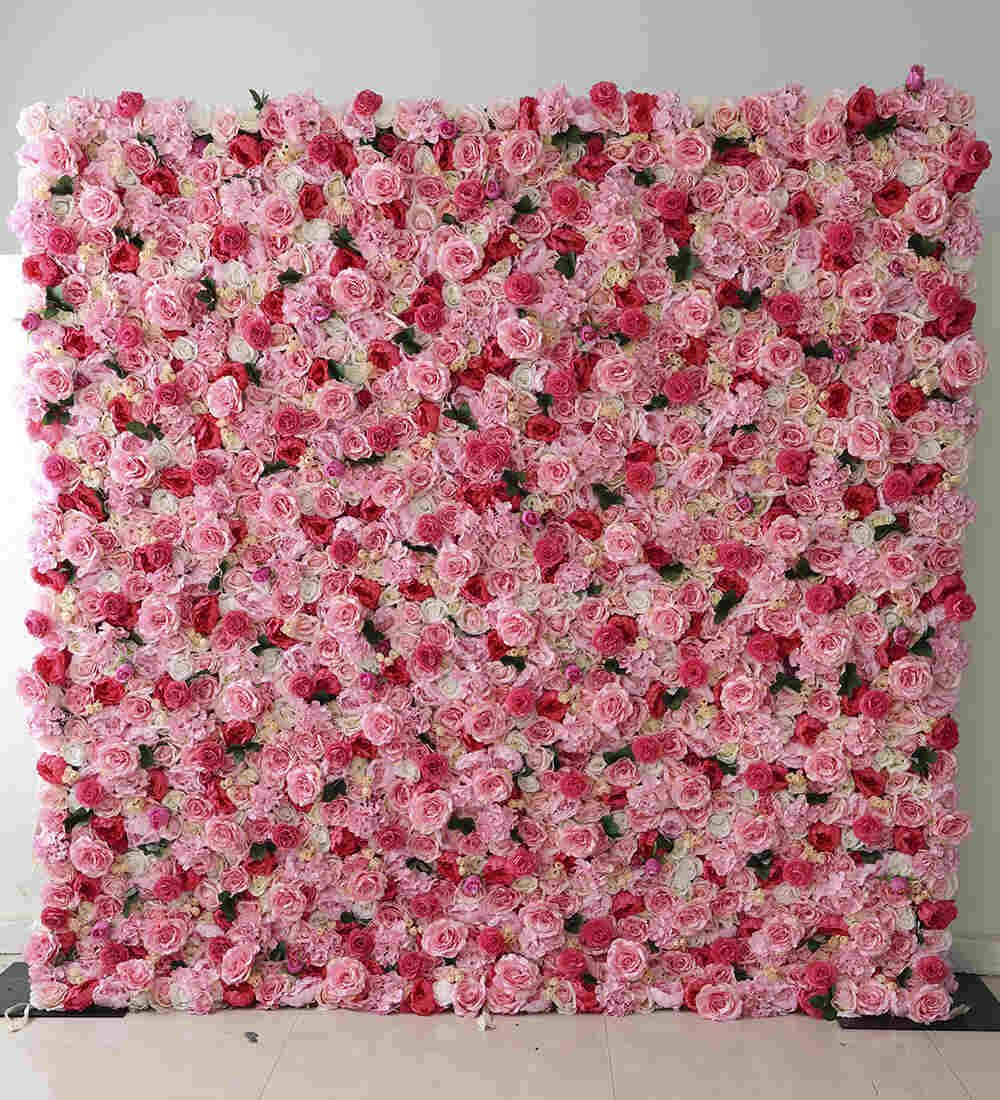 Hot pink and red flower wall rental