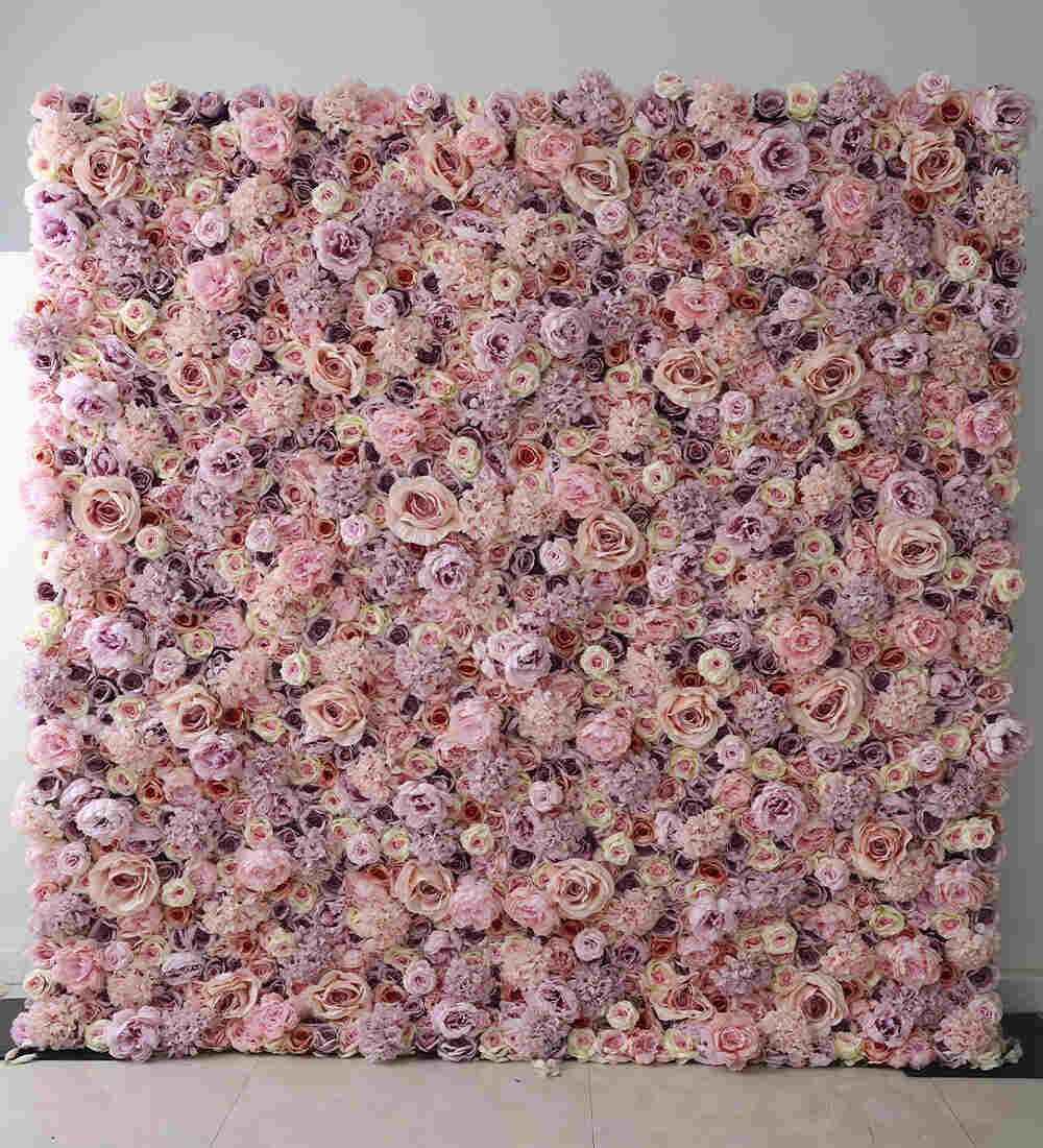 Mauve and dusty pink flower wall rental