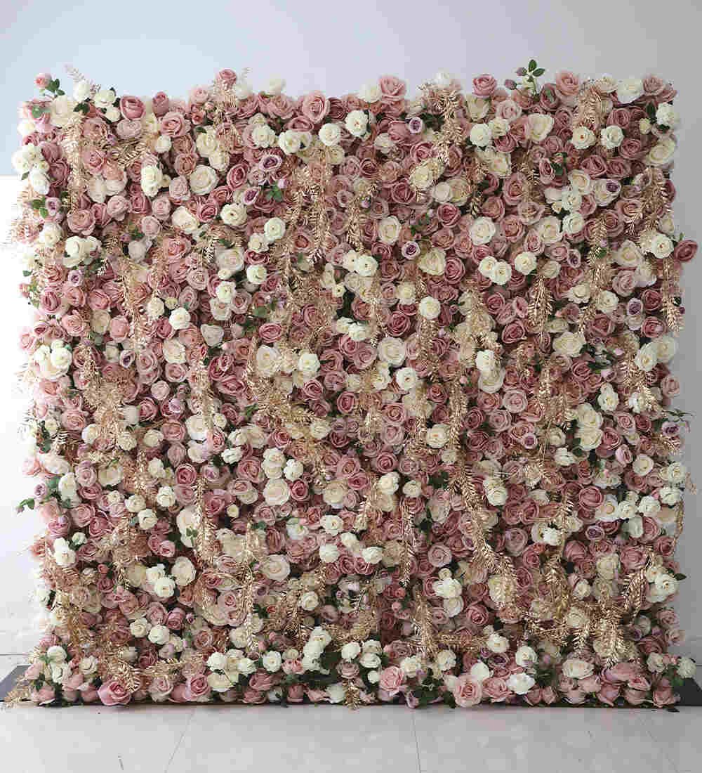 Blush, cream and gold flower wall rental