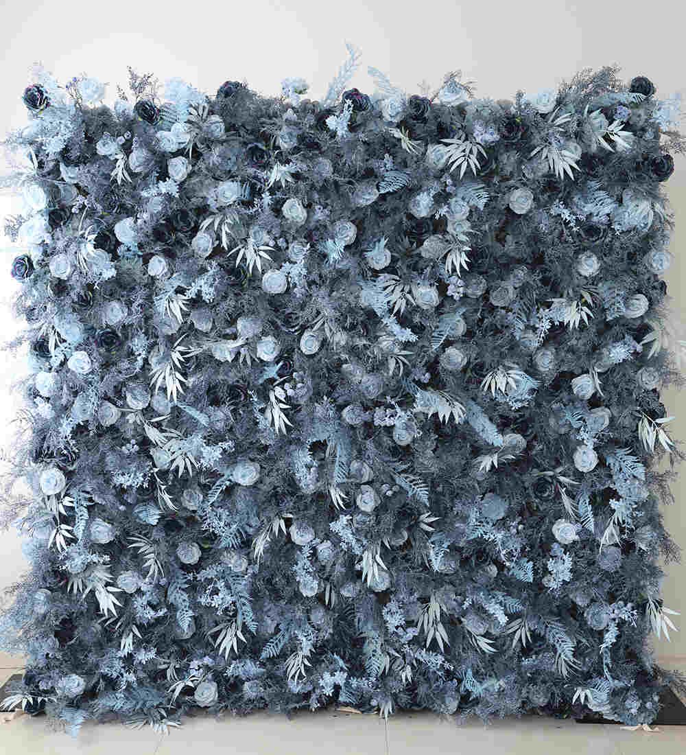Dusty blue flower wall rental