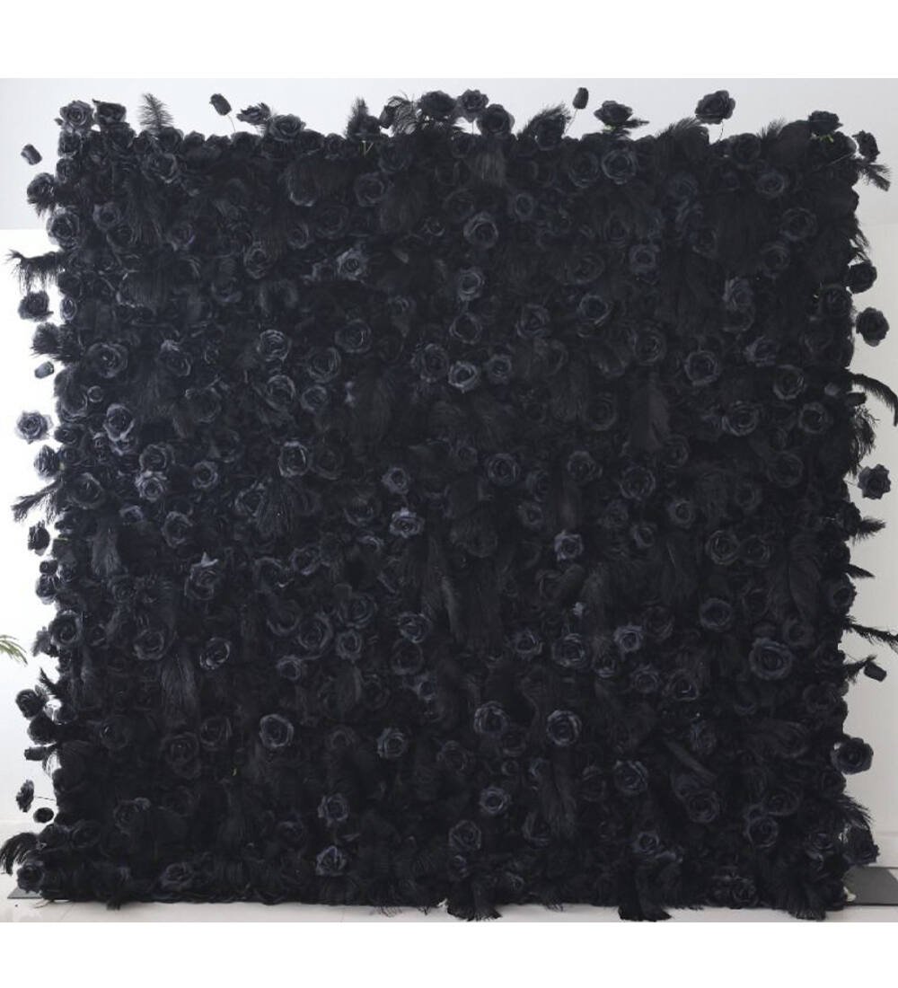All-black flower wall rental