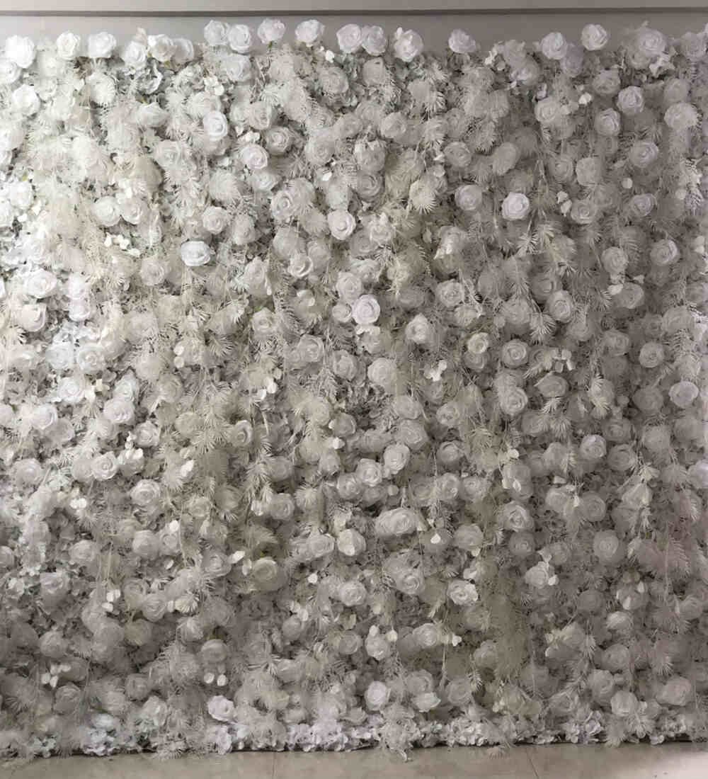 Silver and grey flower wall rental