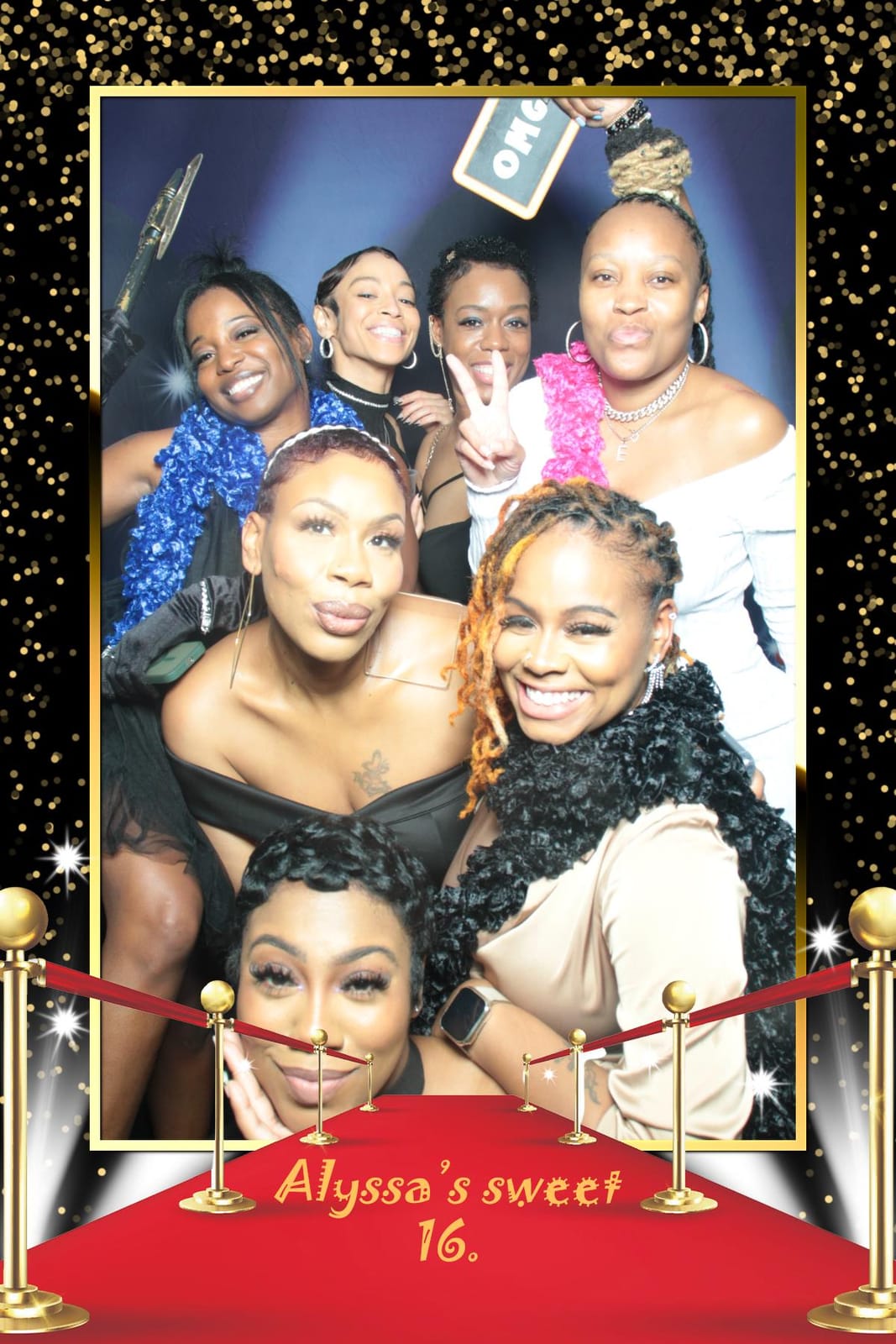 Friends at Alyssa's Sweet 16 photo booth