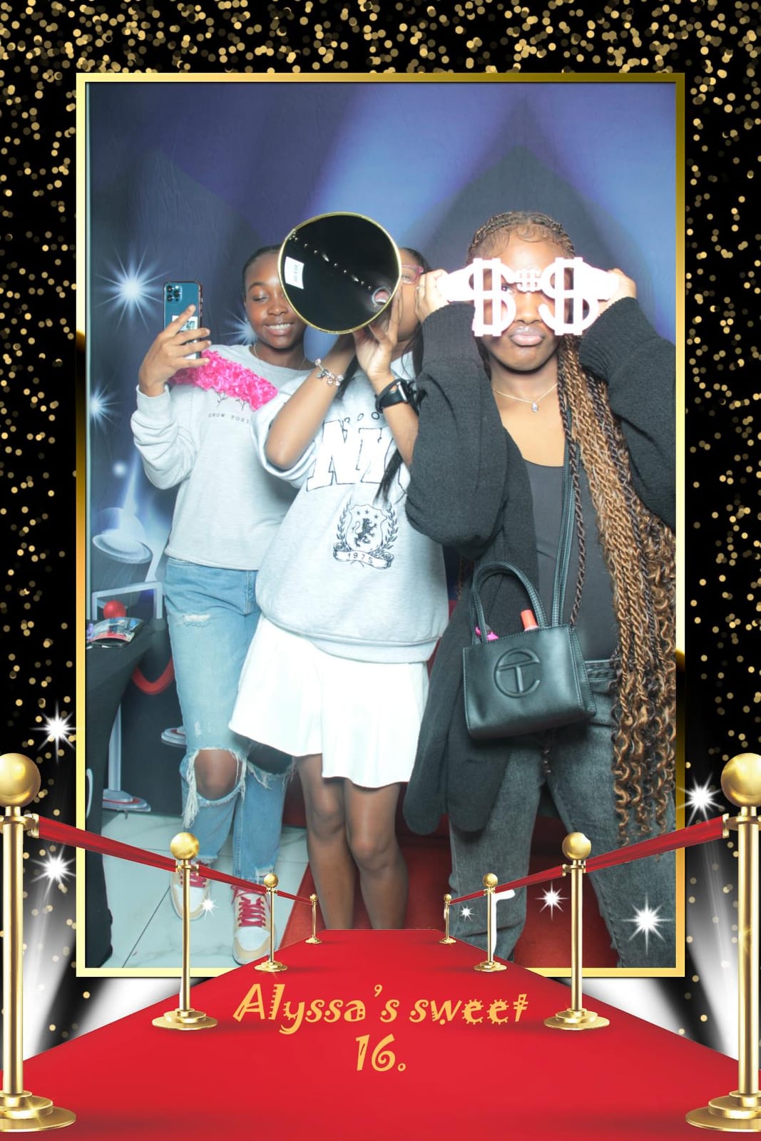 Friends at Alyssa's Sweet 16 red-carpet celebration
