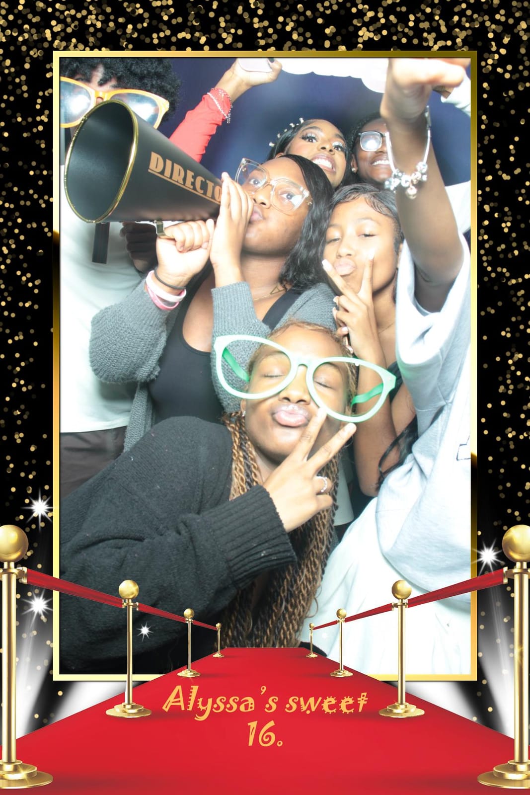 Teens celebrating at Alyssa's Sweet 16 photo booth