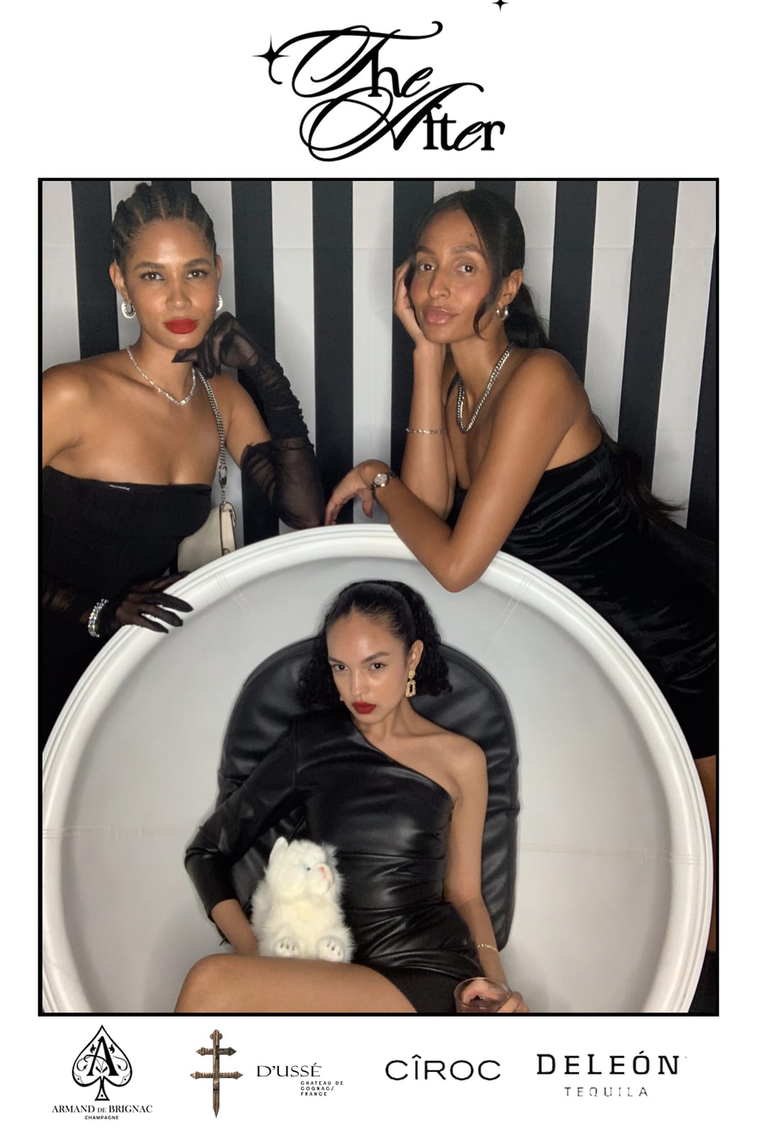 Three friends posing together at THE AFTER step-and-repeat