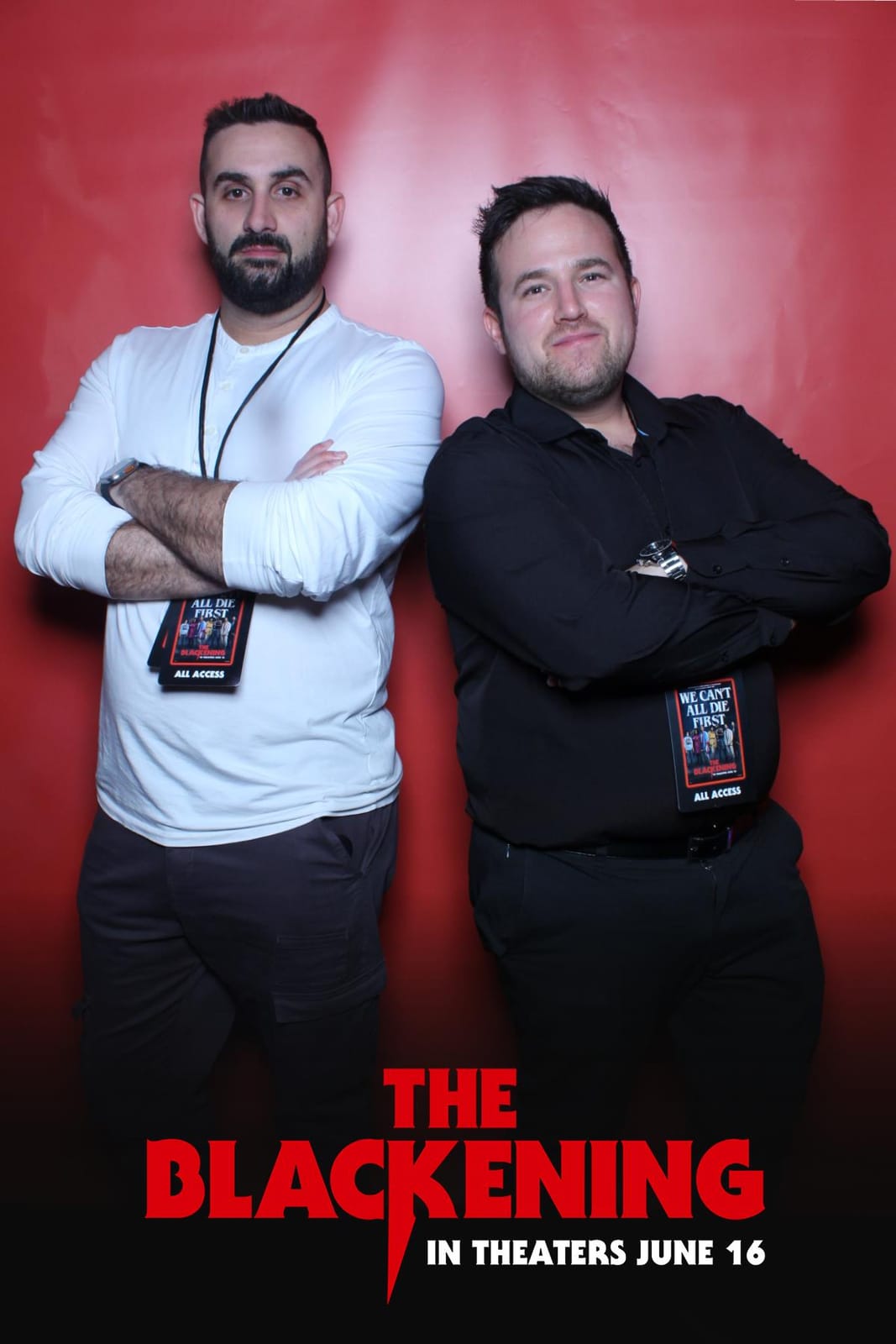 Two guests at The Blackening premiere photo booth in New York