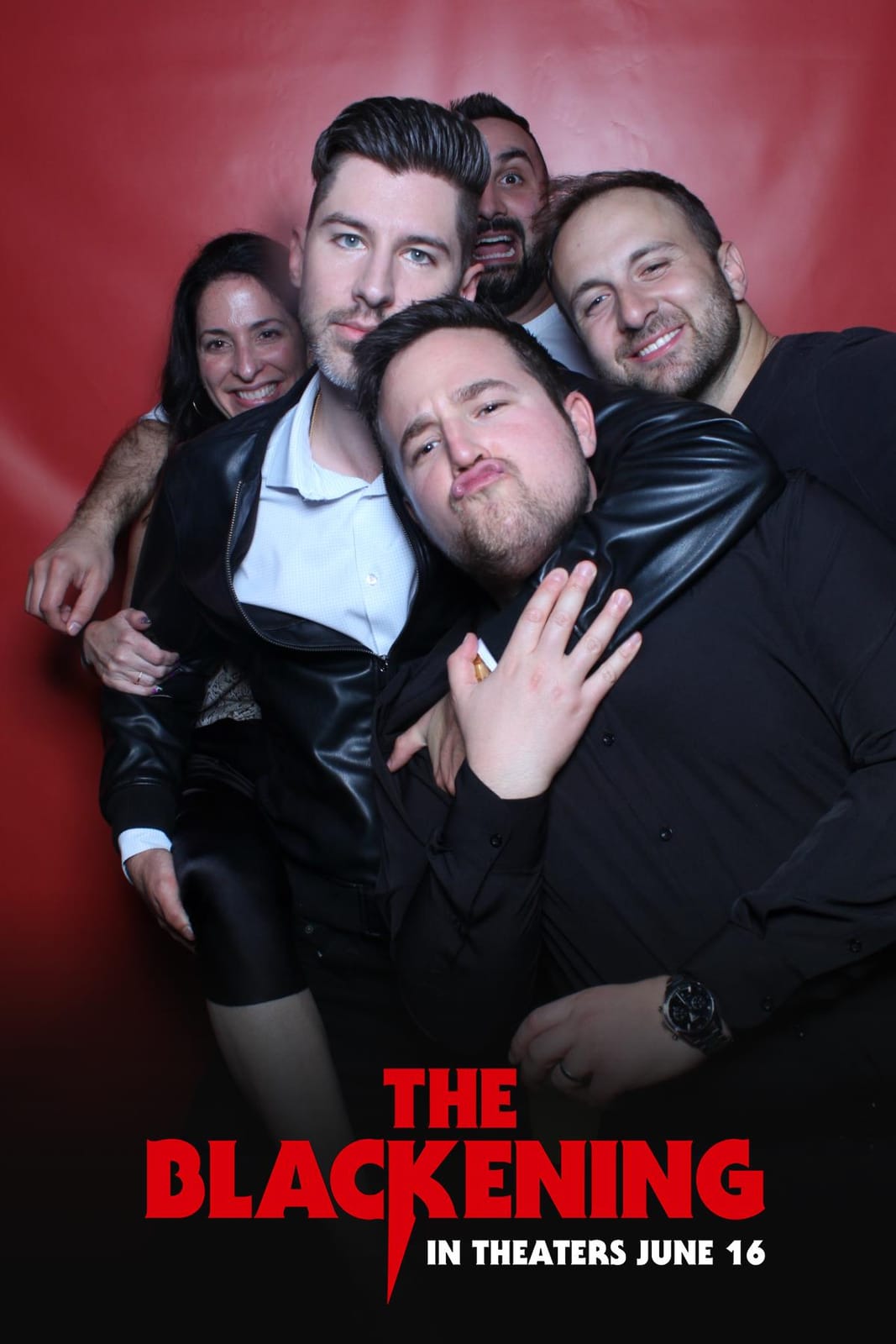 Group shot at The Blackening film premiere photo booth