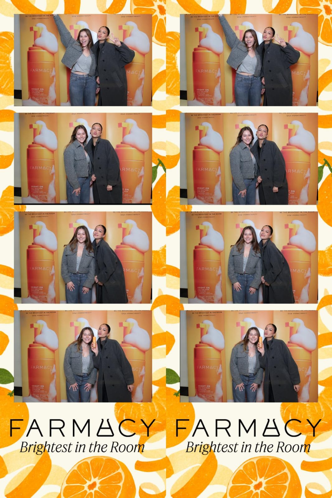 Guests posing across a four-shot Farmacy Beauty photo strip