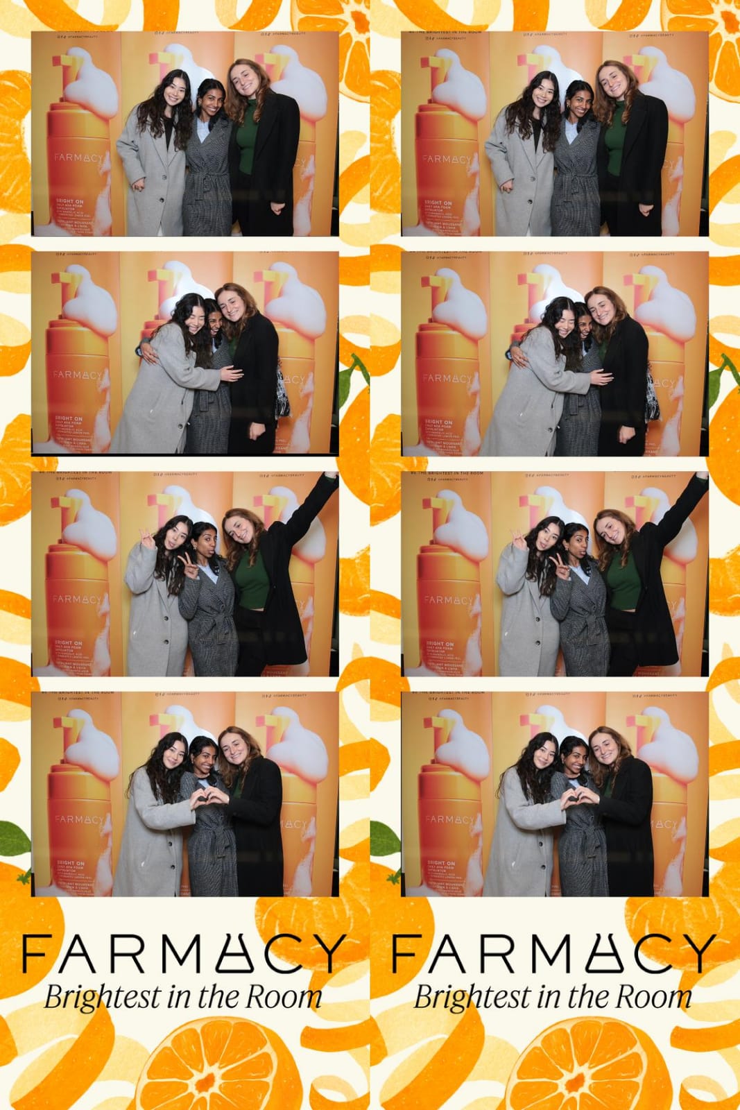 Farmacy Beauty branded strip with guests at the photo booth