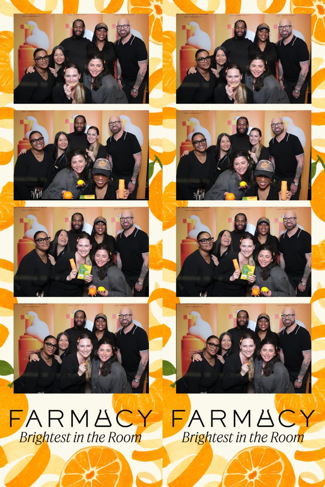 Couple on a Farmacy Beauty citrus print photo strip