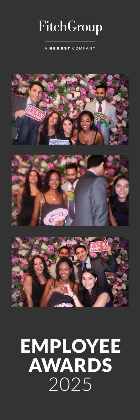 Colleagues celebrating at the FitchGroup Employee Awards booth