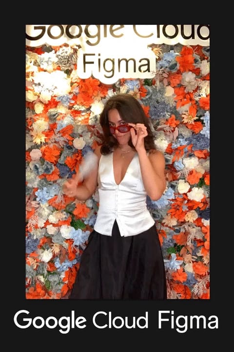 Frame from an animated booth GIF at the Google Cloud × Figma event