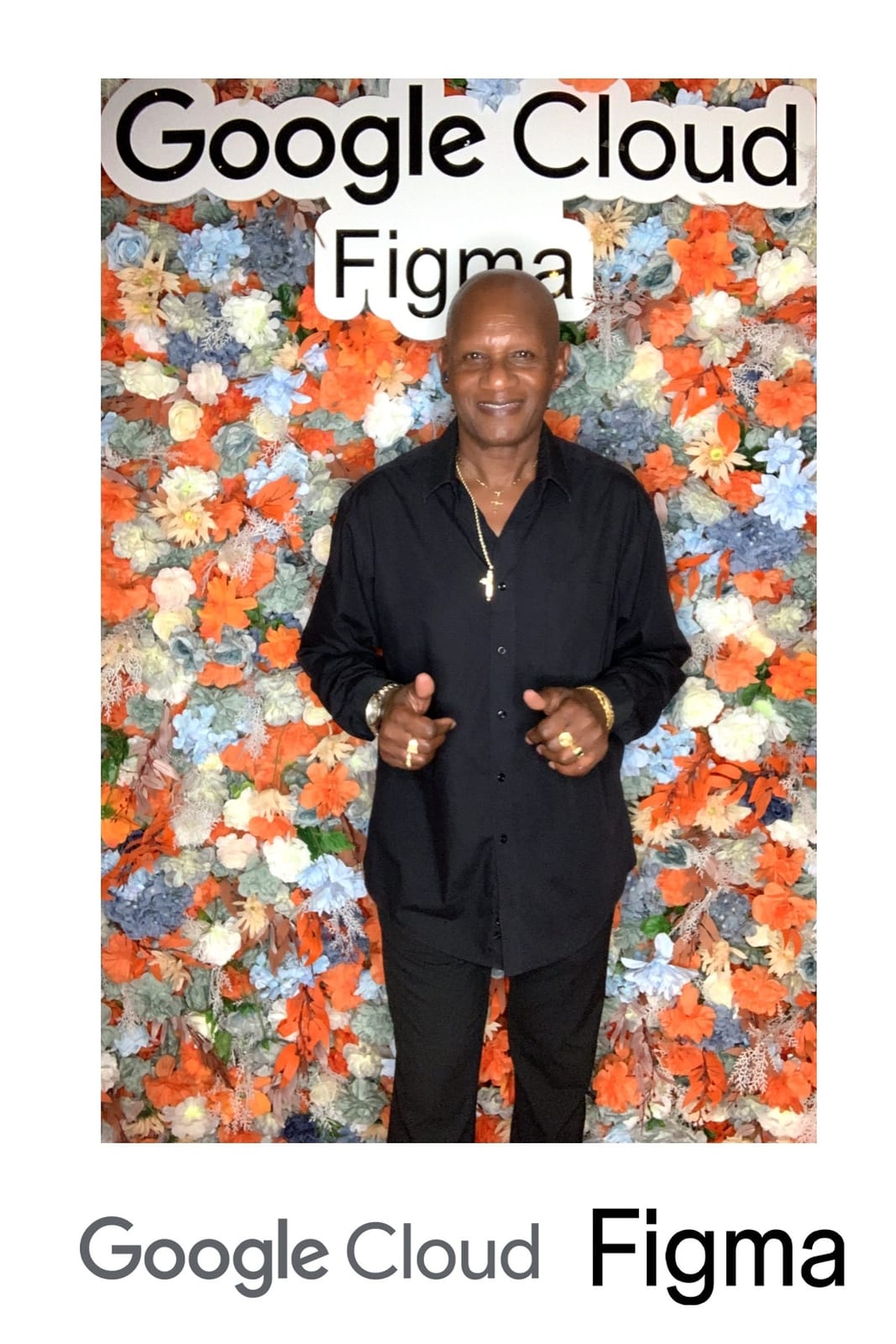 Two guests with paper fans at the Google Cloud × Figma summer event