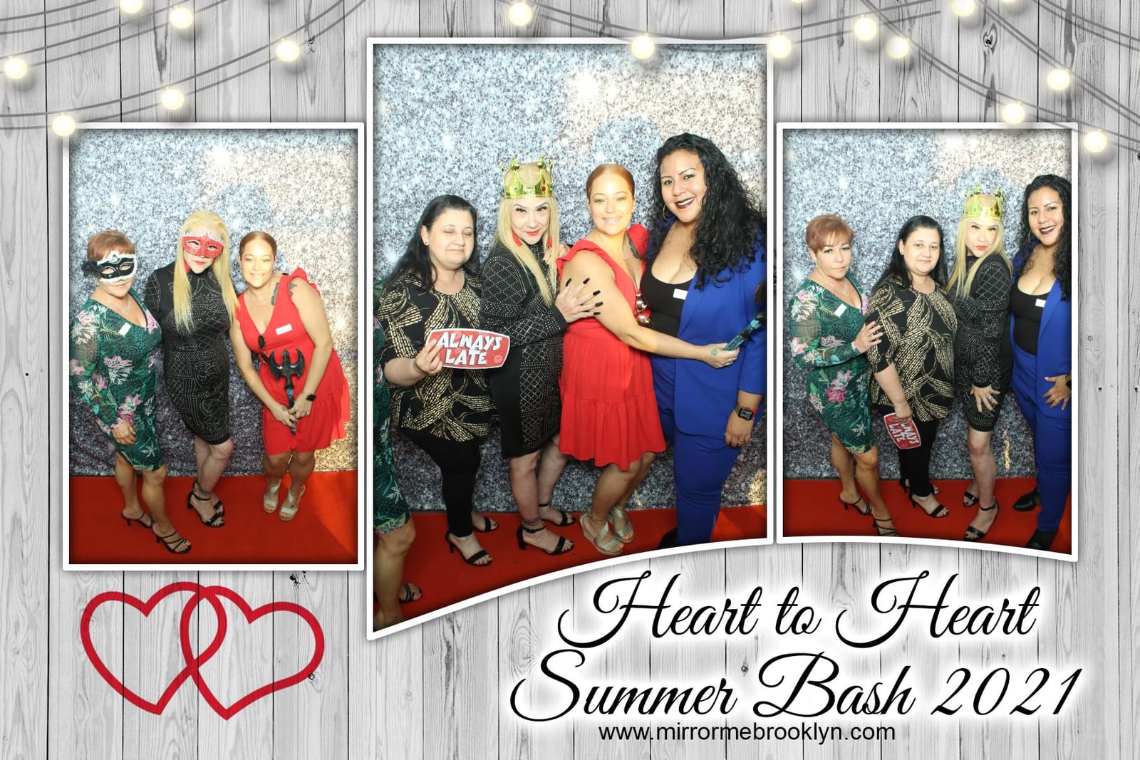 Two friends at the Heart to Heart Summer Bash photo booth