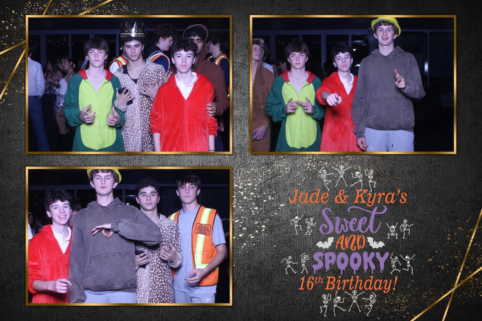 Costumed guests at the Sweet Sixteen photo booth