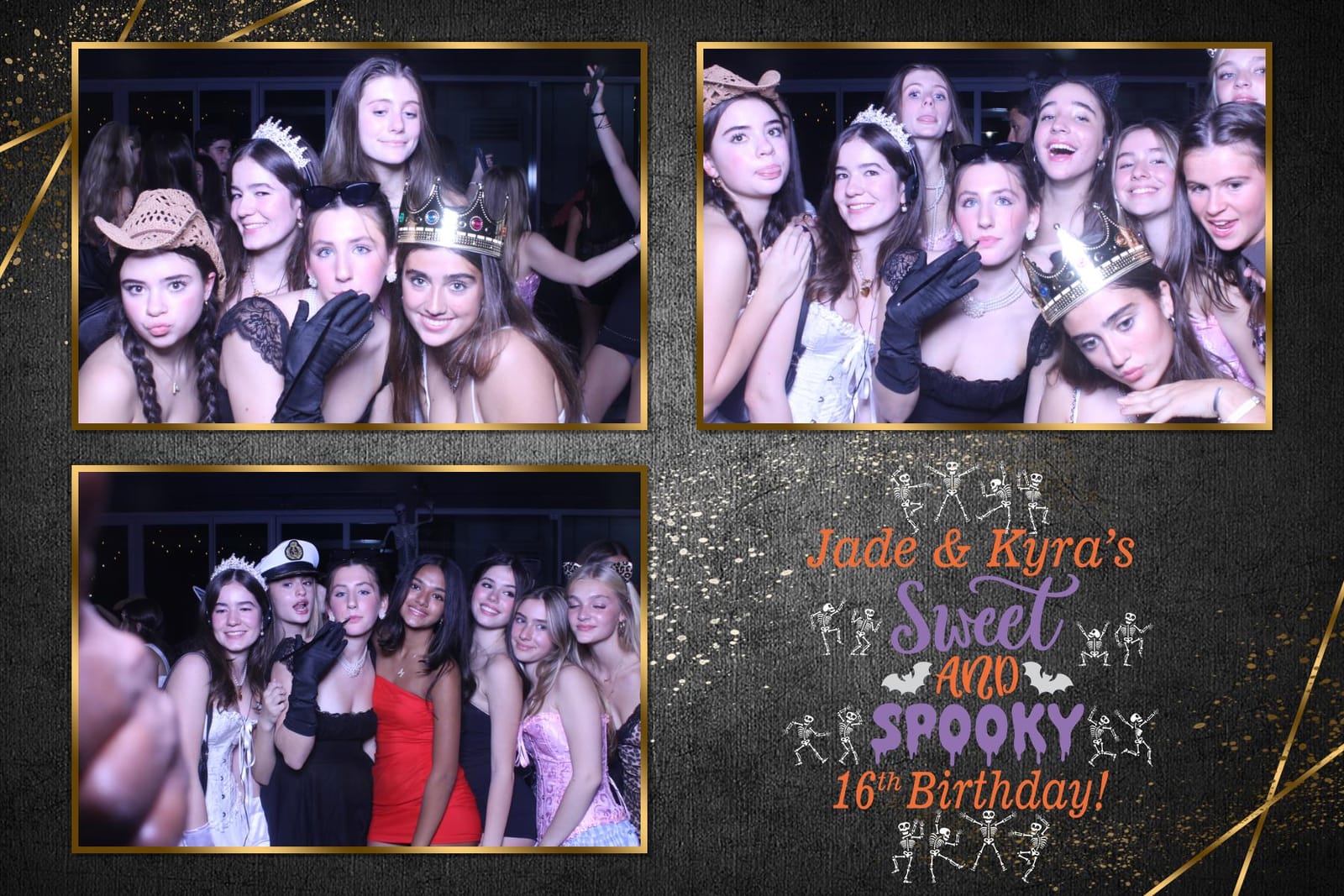 Party guests in costume at Jade and Kyra's Sweet 16