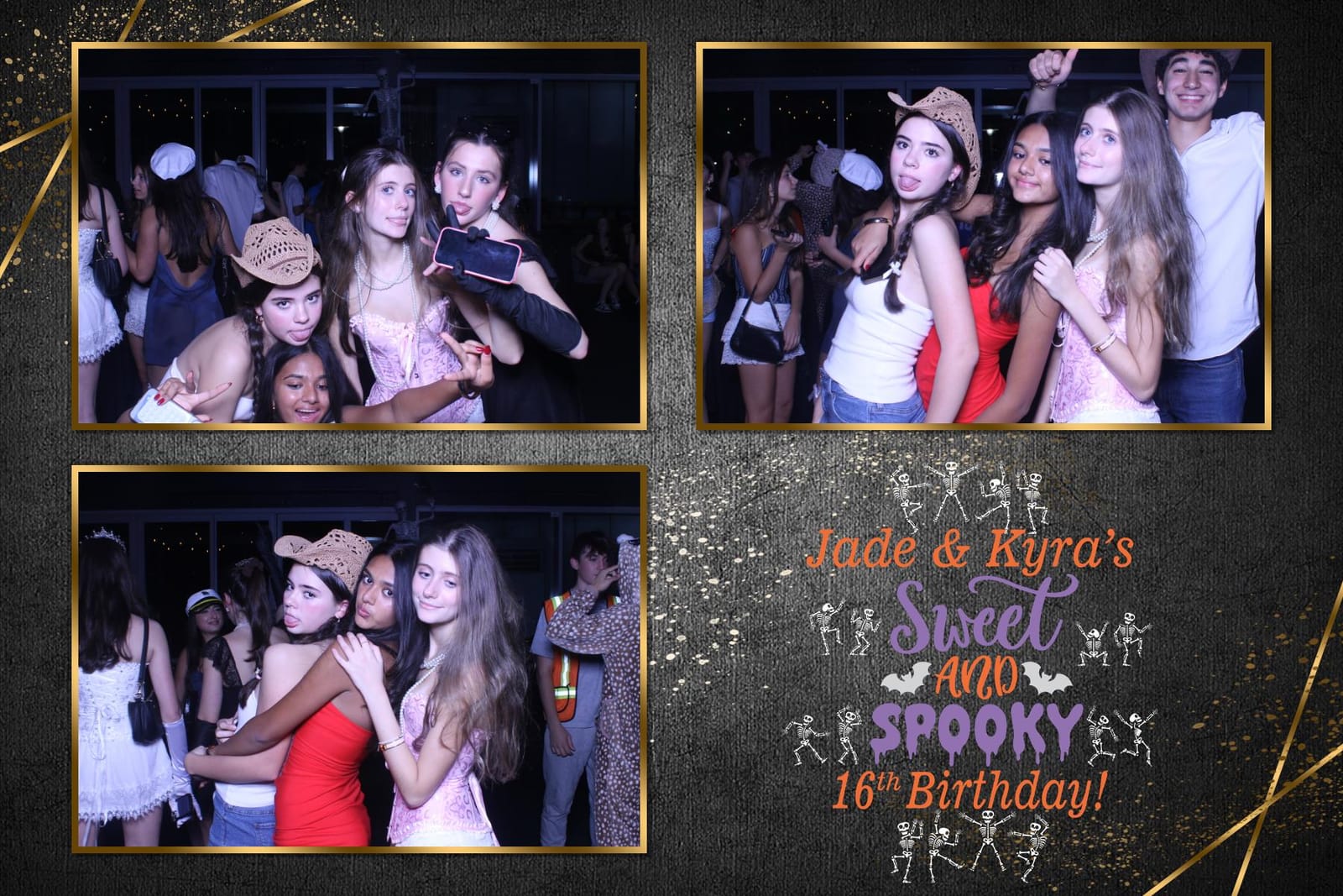Friends posing at the Sweet and Spooky 16th birthday booth