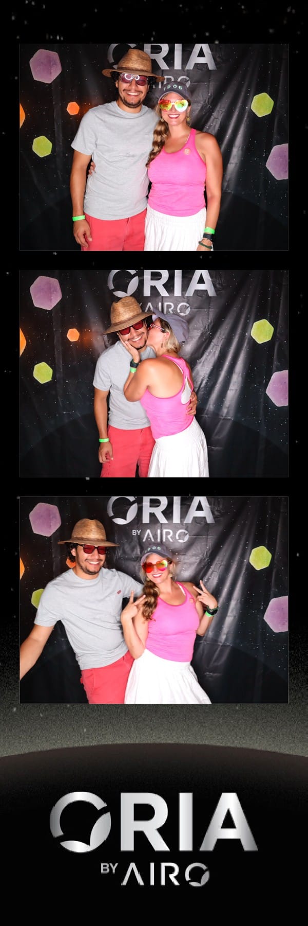 Guest in a black off-shoulder top posing at the Oria by Airo photo booth