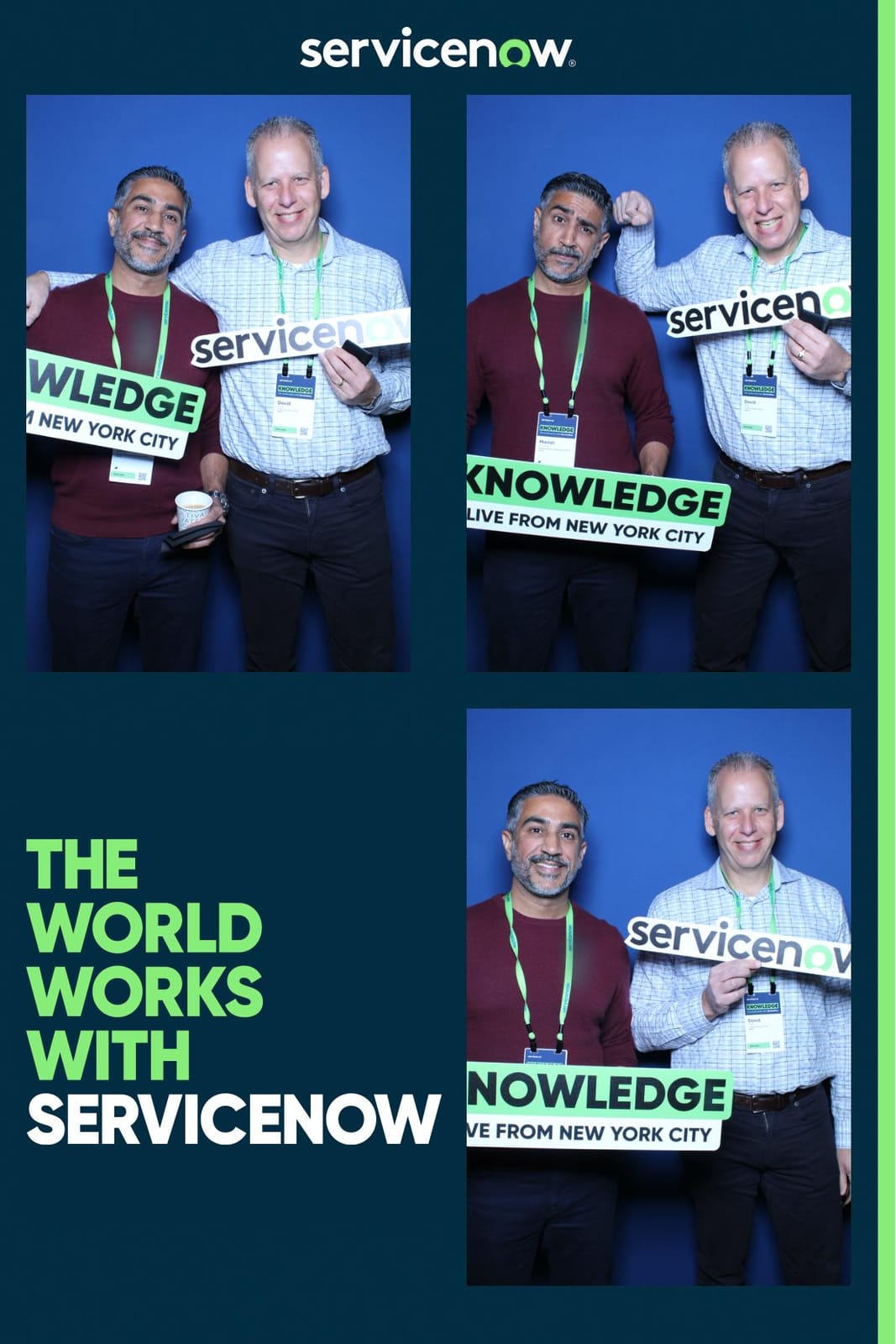 Conference attendees at the ServiceNow activation photo booth
