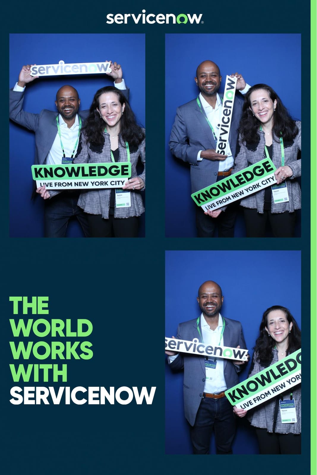 ServiceNow conference guests at the branded photo booth