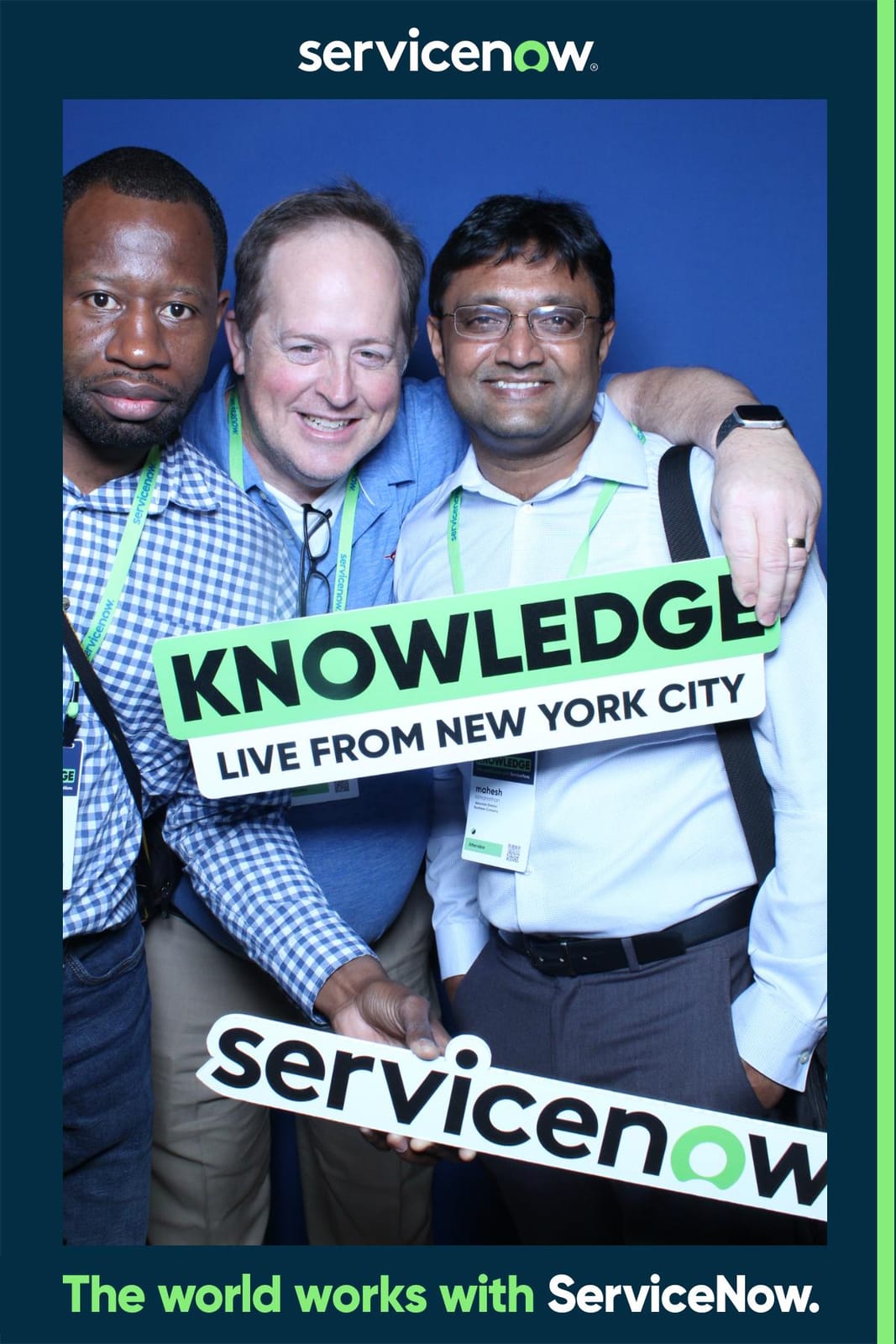ServiceNow guests posing together at the activation booth