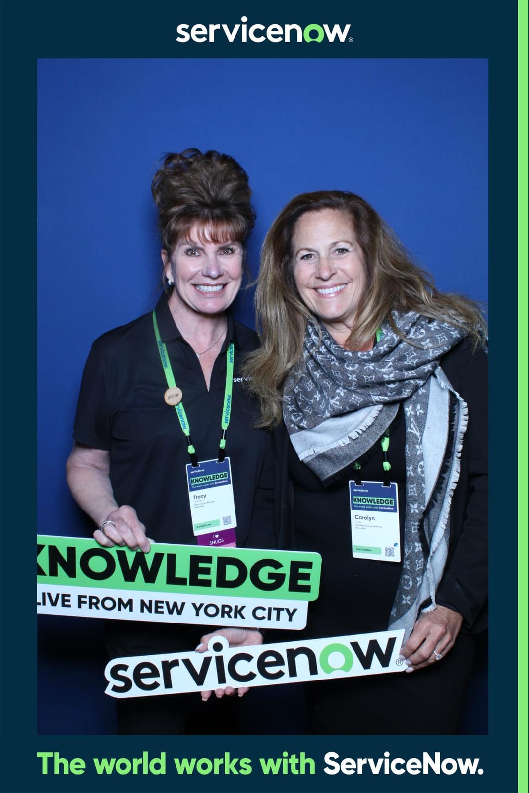 Guests posing at the ServiceNow brand activation photo booth