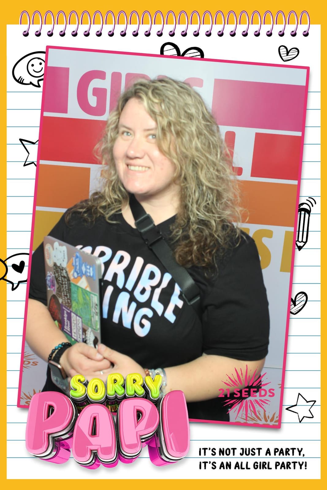Guests at the Sorry Papi all-girl party photo booth