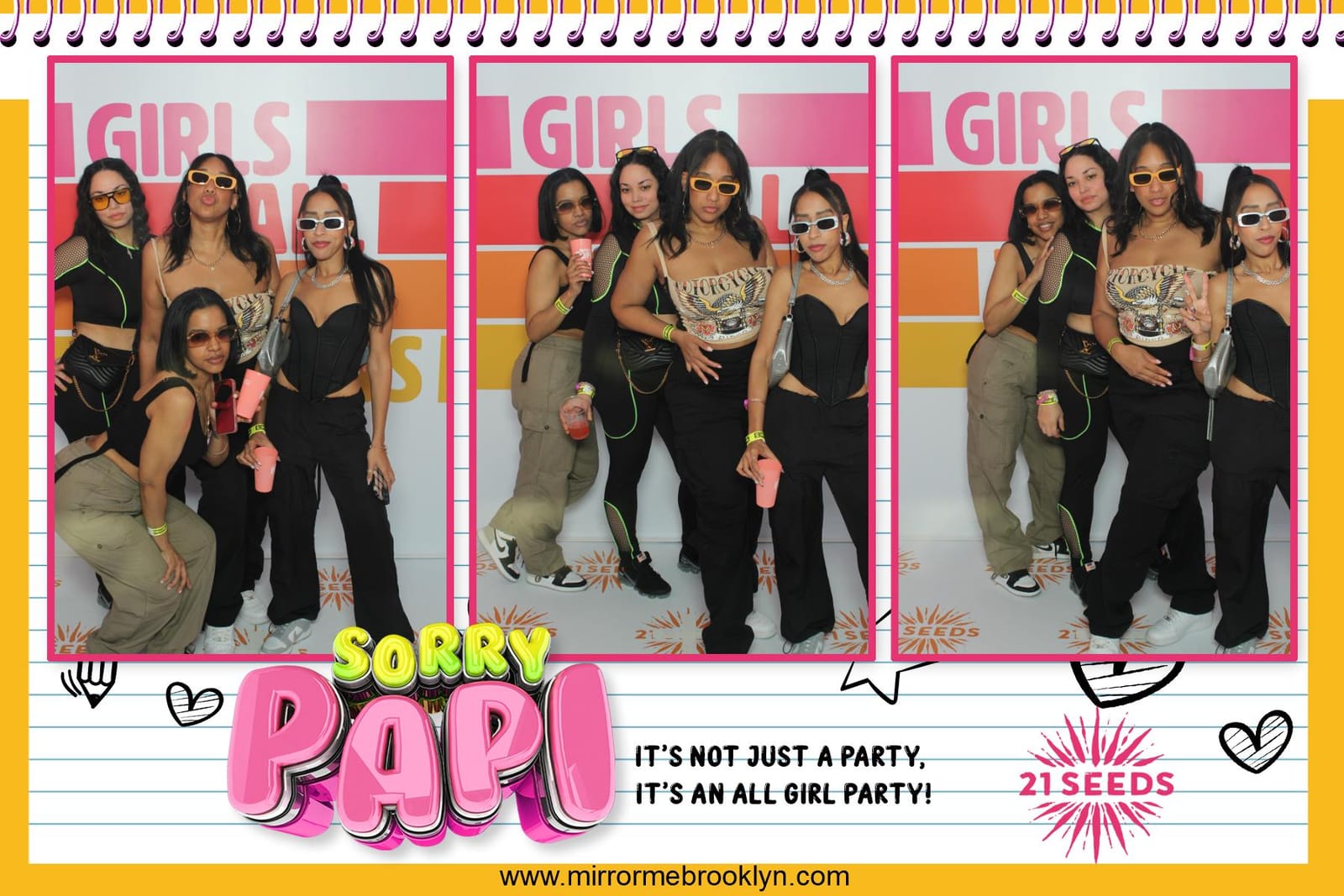 Party guests at the Sorry Papi all-girl party booth