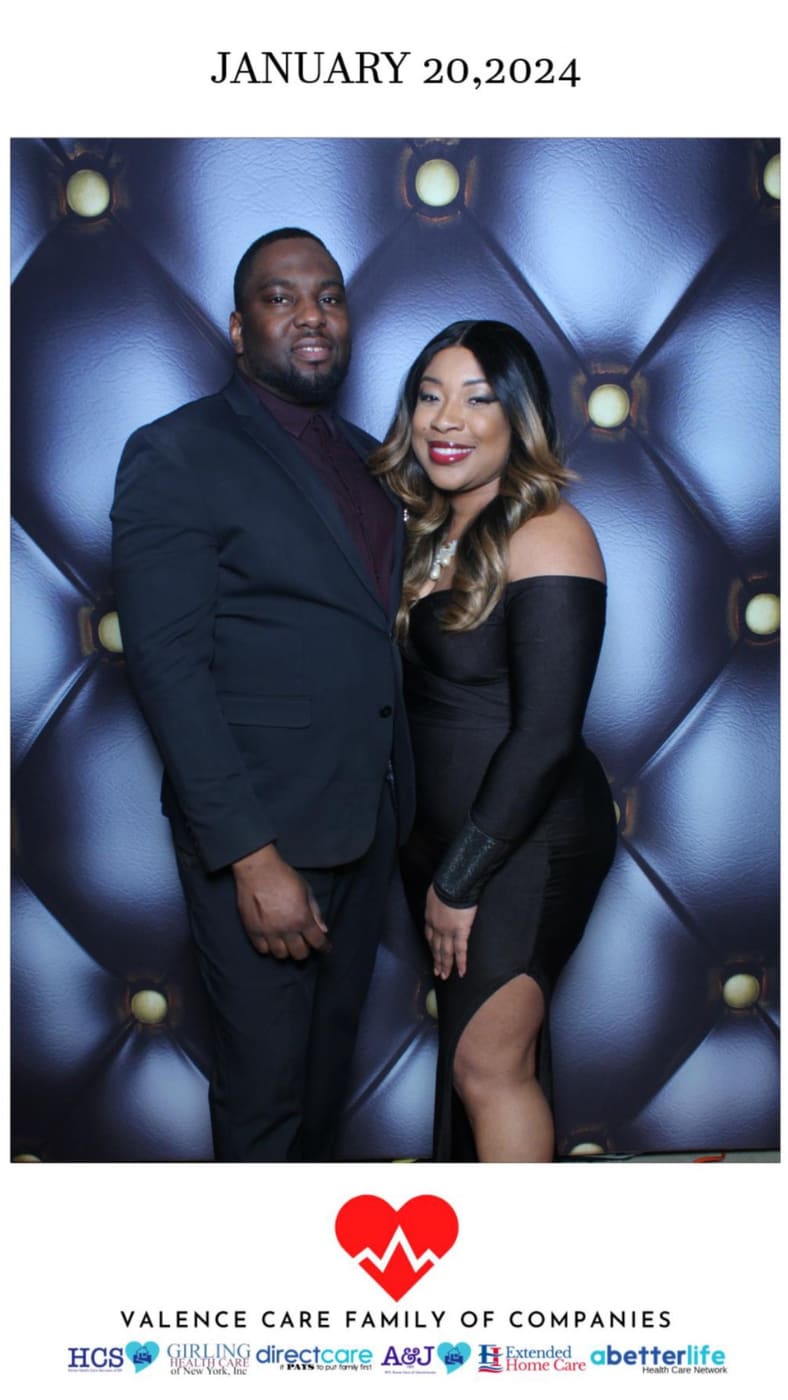 Guests posing with props at the Valence Care company gala