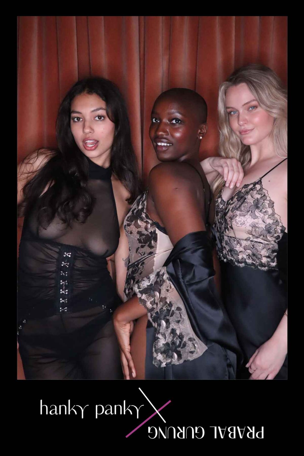 Group studio booth portrait at a fashion event