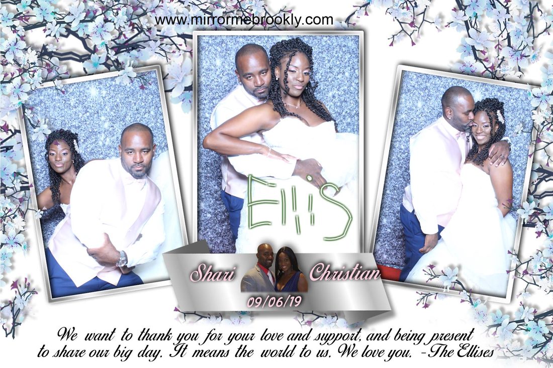 Custom wedding photo booth print template with the couple's names and date